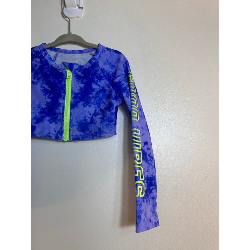WONDER NATION Girl’s Rashguard Long Sleeve Front Zipper Swim Top / Size: XS 4-5 - Picture 5 of 6